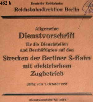 Dienstvorschrift 462b Deutsche Reichsbahn