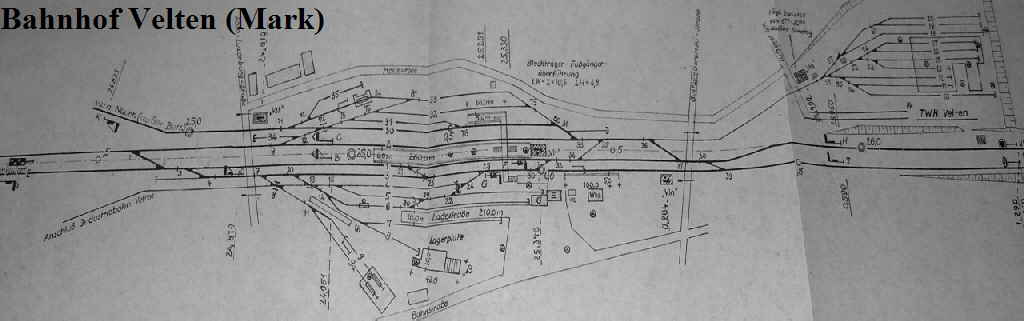 Gleislageplan Bahnhof Velten (Mark) Zustand um 1976